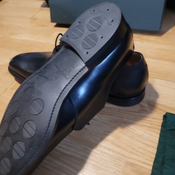 Crockett & Jones Highbury Black Derby Shoes - Picture 3 of 10